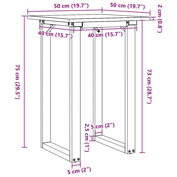 vidaXL Τραπέζι Τραπεζαρίας Πλαίσιο Ο50x50x75εκ Μασίφ Πεύκο/Ατσάλι