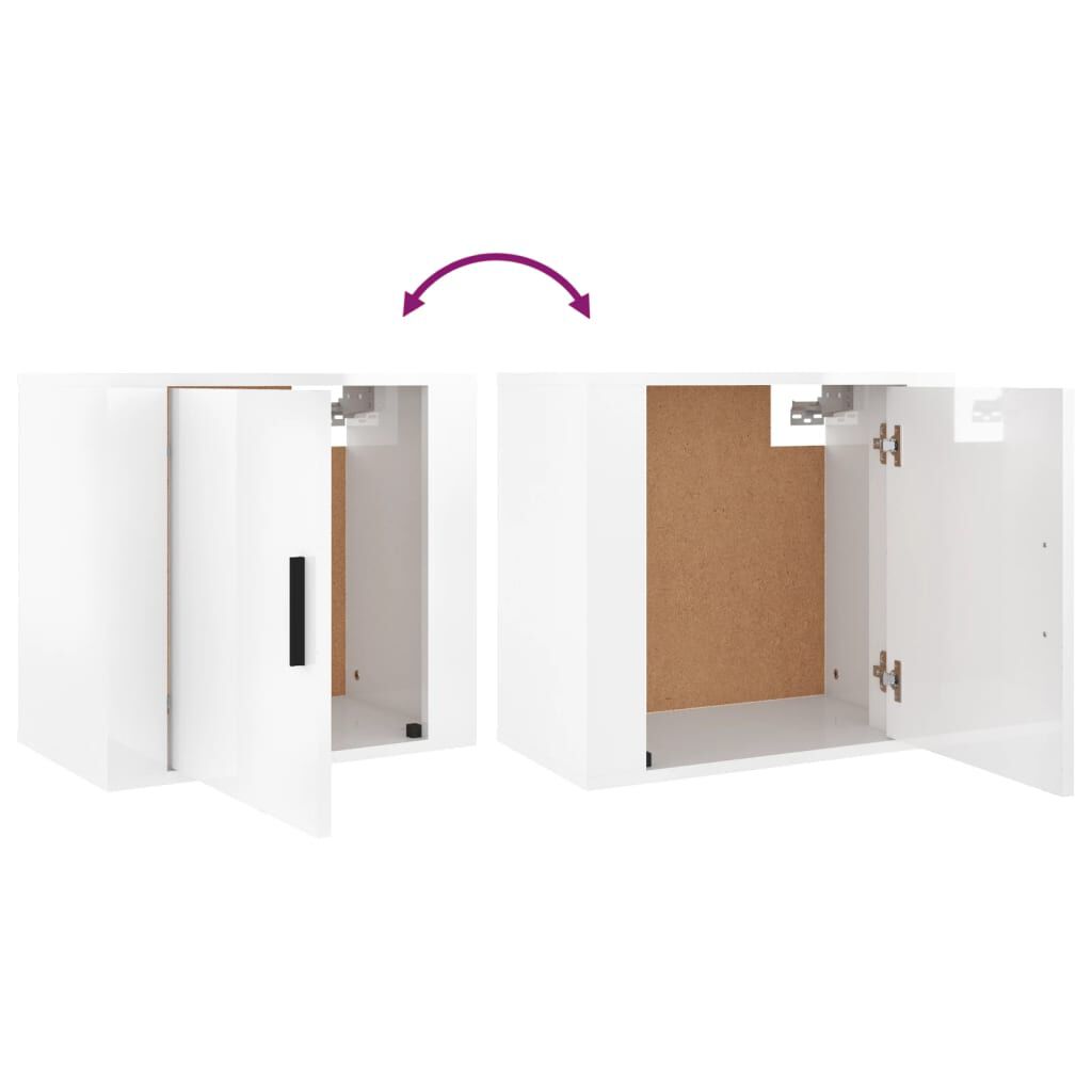 vidaXL Κομοδίνο Επιτοίχιο Γυαλιστερό Λευκό 50x30x47 εκ.