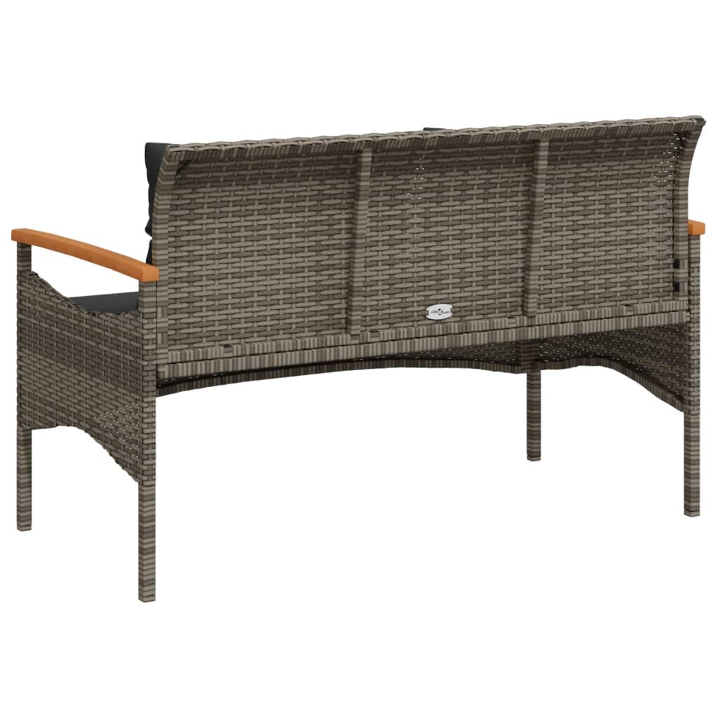 vidaXL Παγκάκι Κήπου Γκρι 116x62,5x74εκ. Συνθετικό Ρατάν με Μαξιλάρια