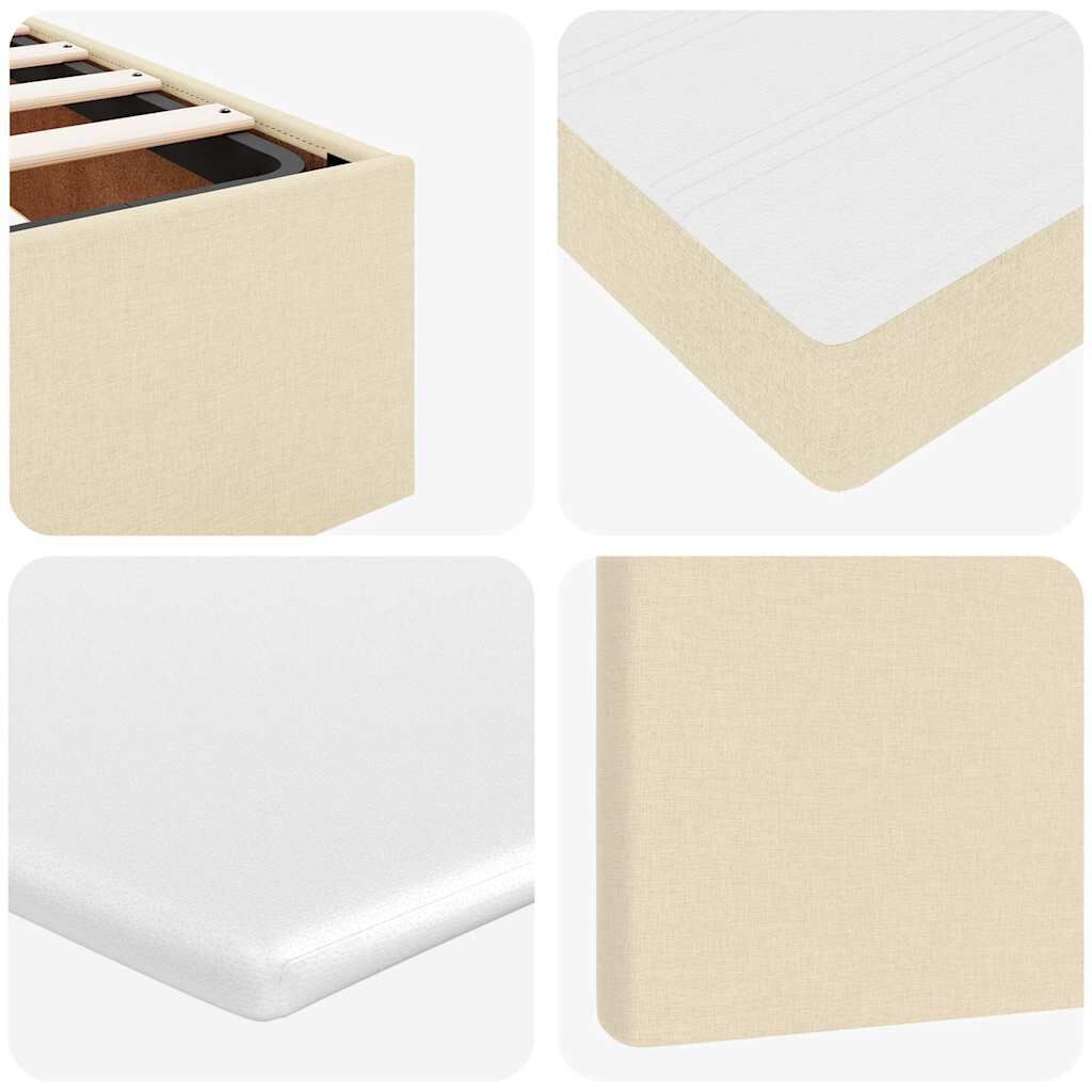 vidaXL Οθωμανικό κρεβάτι με στρώμα & LEDs Cream 120x200cm ύφασμα