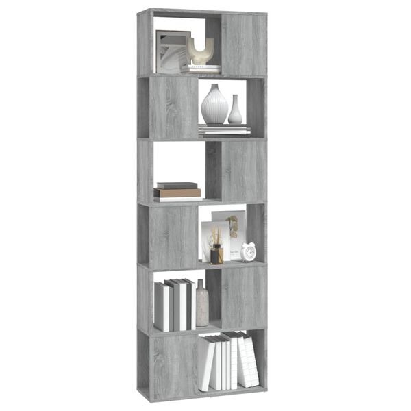 vidaXL Βιβλιοθήκη/Διαχωριστικό Χώρου Γκρι Sonoma 60 x 24 x 186 εκ.