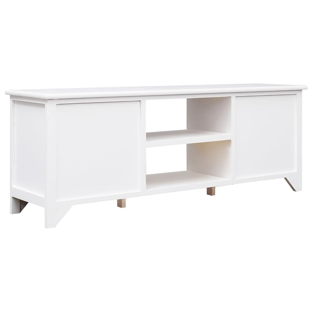 vidaXL Έπιπλο Τηλεόρασης Λευκό 108x30x40 εκ. από Μασίφ Ξύλο Παυλώνιας