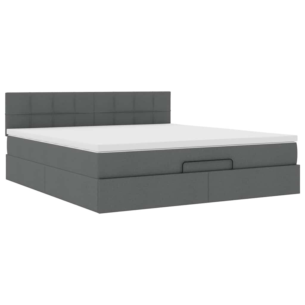 vidaXL Οθωμανικό κρεβάτι με στρώμα σκούρο γκρι 180x200cm ύφασμα