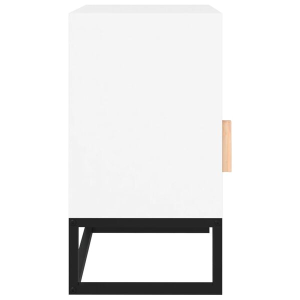 vidaXL Κομοδίνο Λευκό 40x30x55,5 εκ. από Επεξεργασμένο Ξύλο & Σίδερο