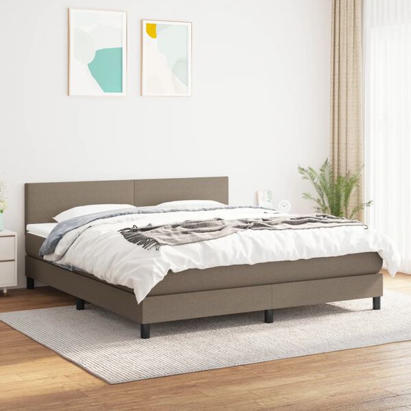 vidaXL &Kappa;&rho;&epsilon;&beta;ά&tau;&iota; Boxspring &mu;&epsilon; &Sigma;&tau;&rho;ώ&mu;&alpha; Taupe 180x200 &epsilon;&kappa;. &Upsilon;&phi;&alpha;&sigma;&mu;ά&tau;&iota;&nu;&omicron;