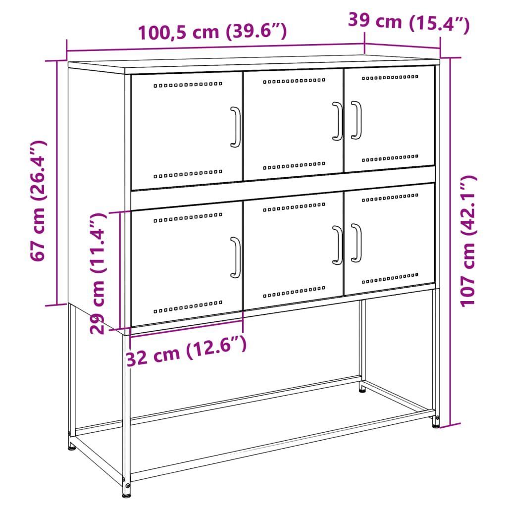 vidaXL Ντουλάπι Ανθρακί 100,5x39x107 εκ. από Ατσάλι