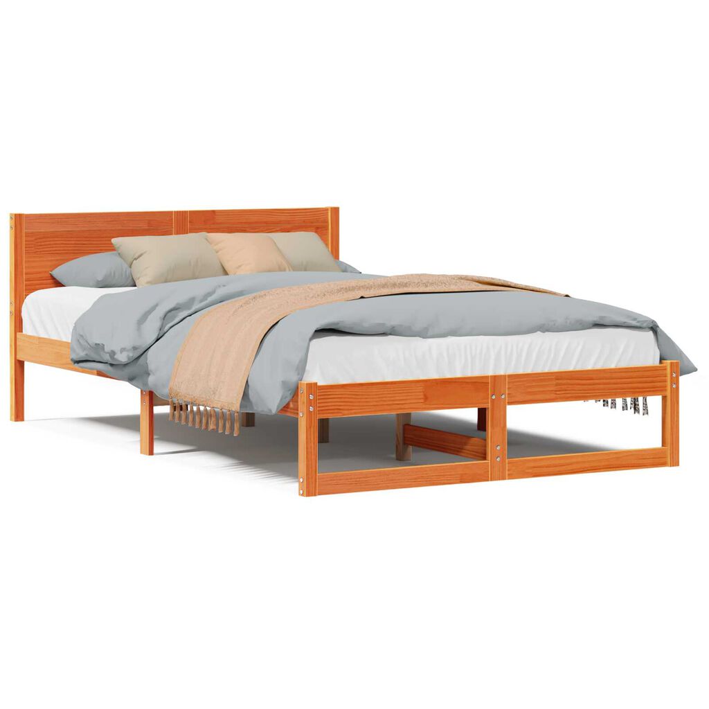 vidaXL Σκελετός Κρεβατιού Καφέ 140 x 190 cm Μασίφ ξύλο πεύκου