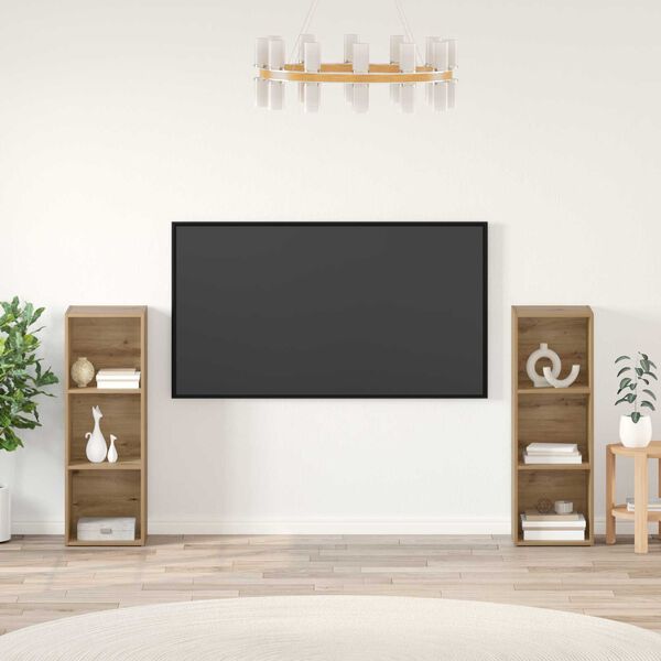 vidaXL Σετ επίπλου τηλεόρασης 2 pcs Χειροποίητη δρυς 107 x 35 x 37 cm
