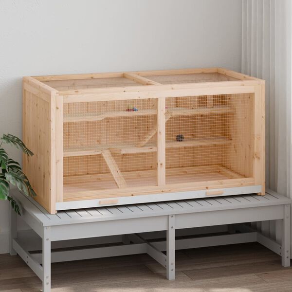 vidaXL Κλουβί Χάμστερ 89,5 x 45 x 45 εκ. από Μασίφ Ξύλο Ελάτης