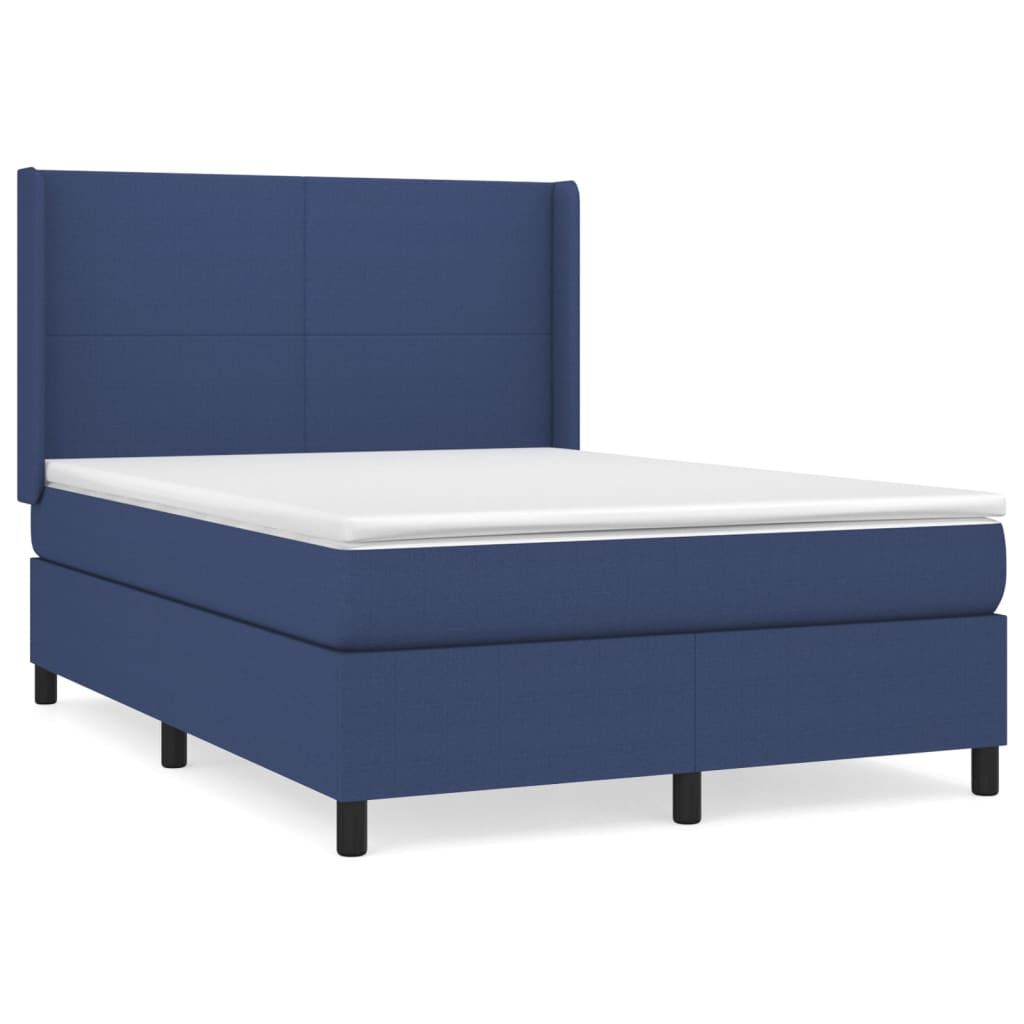 vidaXL Κρεβάτι Boxspring με Στρώμα Μπλε 140x190 εκ. Υφασμάτινο