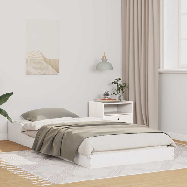 vidaXL Σκελετός Κρεβατιού Λευκό 100 x 210 cm Μασίφ ξύλο πεύκου