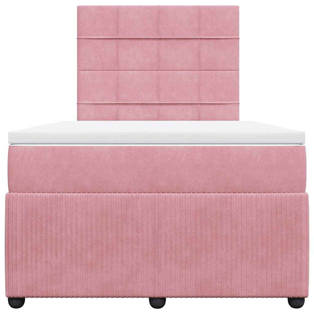 vidaXL Κρεβάτι Boxspring με Στρώμα Ροζ 120x200 εκ. Βελούδινο