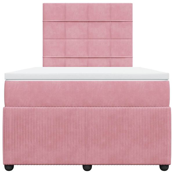 vidaXL Κρεβάτι Boxspring με Στρώμα Ροζ 120x200 εκ. Βελούδινο