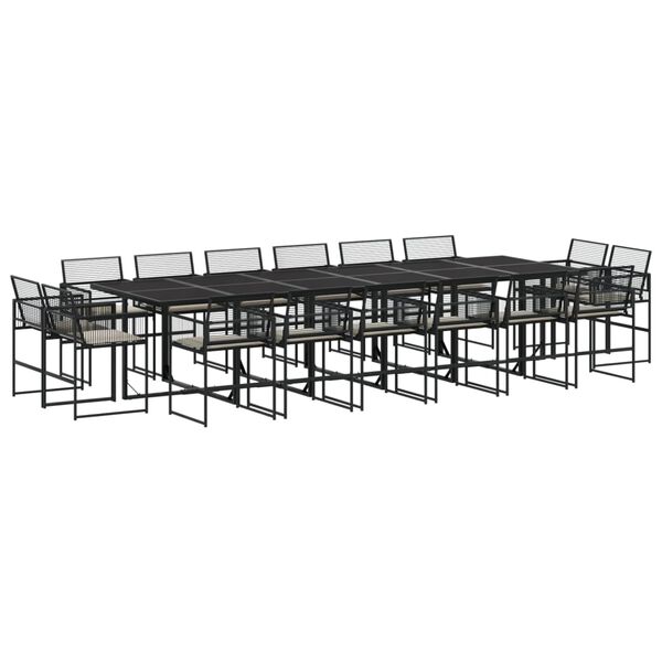 vidaXL Σετ Τραπεζαρίας Κήπου 17 τεμ Μαύρο από Συνθ. Ρατάν με Μαξιλάρια