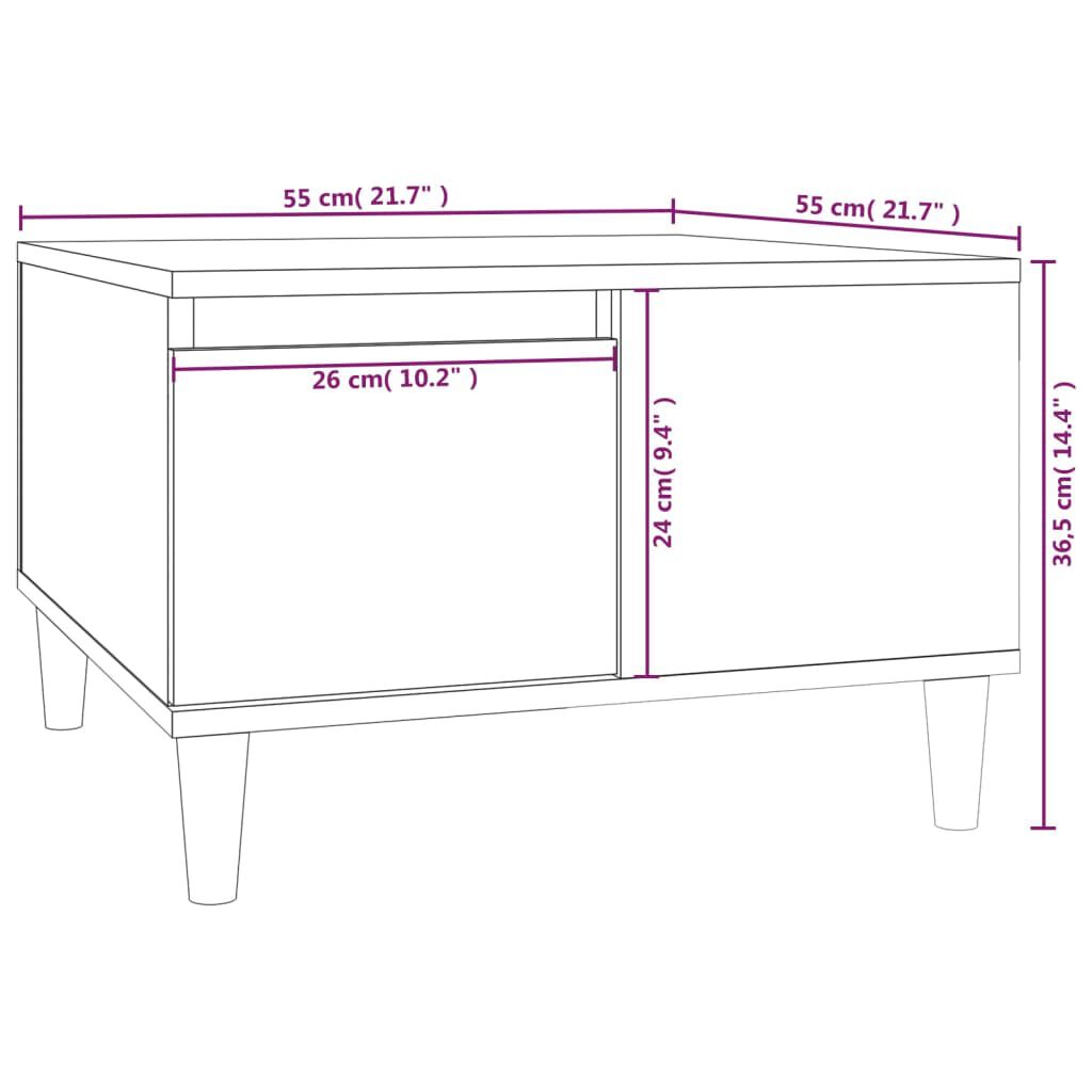 vidaXL Τραπεζάκι Σαλονιού Καφέ Δρυς 55x55x36,5 εκ. Επεξεργασμένο Ξύλο