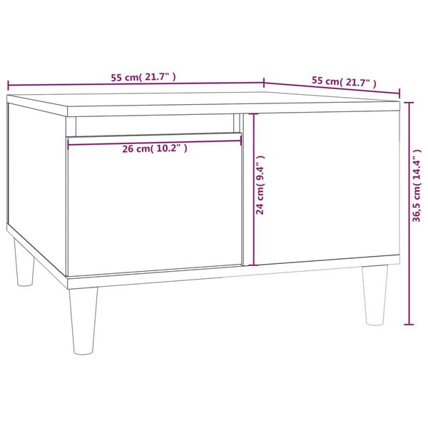 vidaXL Τραπεζάκι Σαλονιού Καφέ Δρυς 55x55x36,5 εκ. Επεξεργασμένο Ξύλο