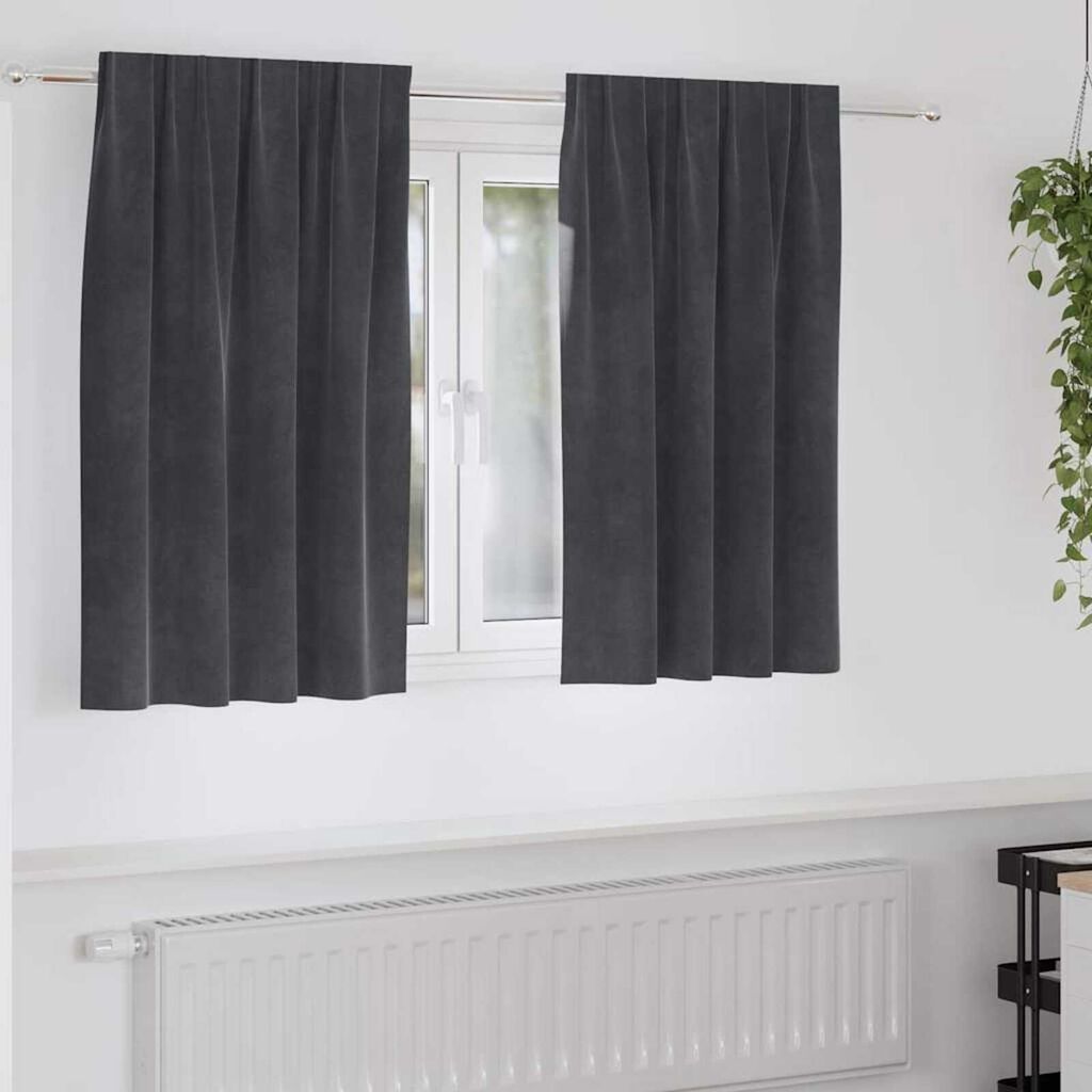 vidaXL Κουρτίνες με κουρτίνες 2 pcs Ανοιχτό γκρι 140 x 140 cm Βελούδο