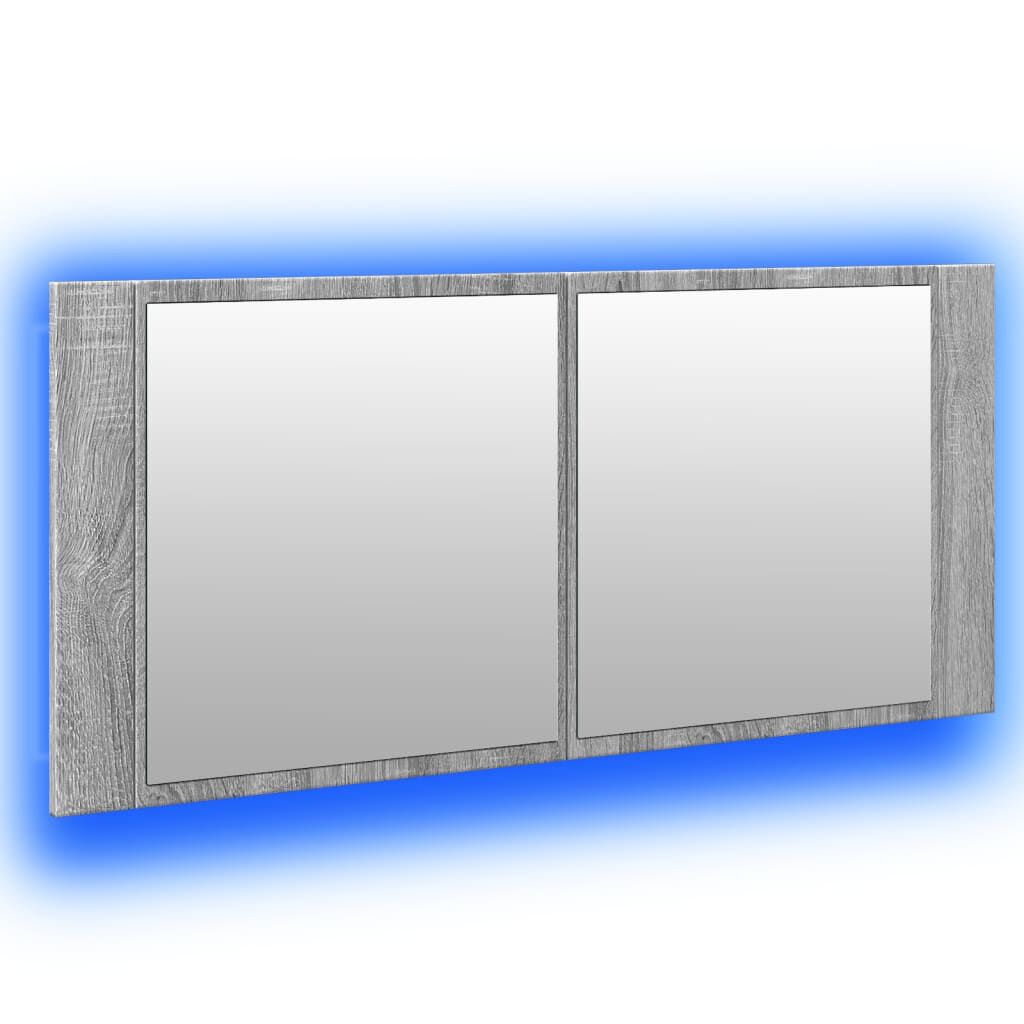 vidaXL Ντουλάπι Μπάνιου με Καθρέφτη / LED Γκρι Sonoma 100x12x45 εκ.