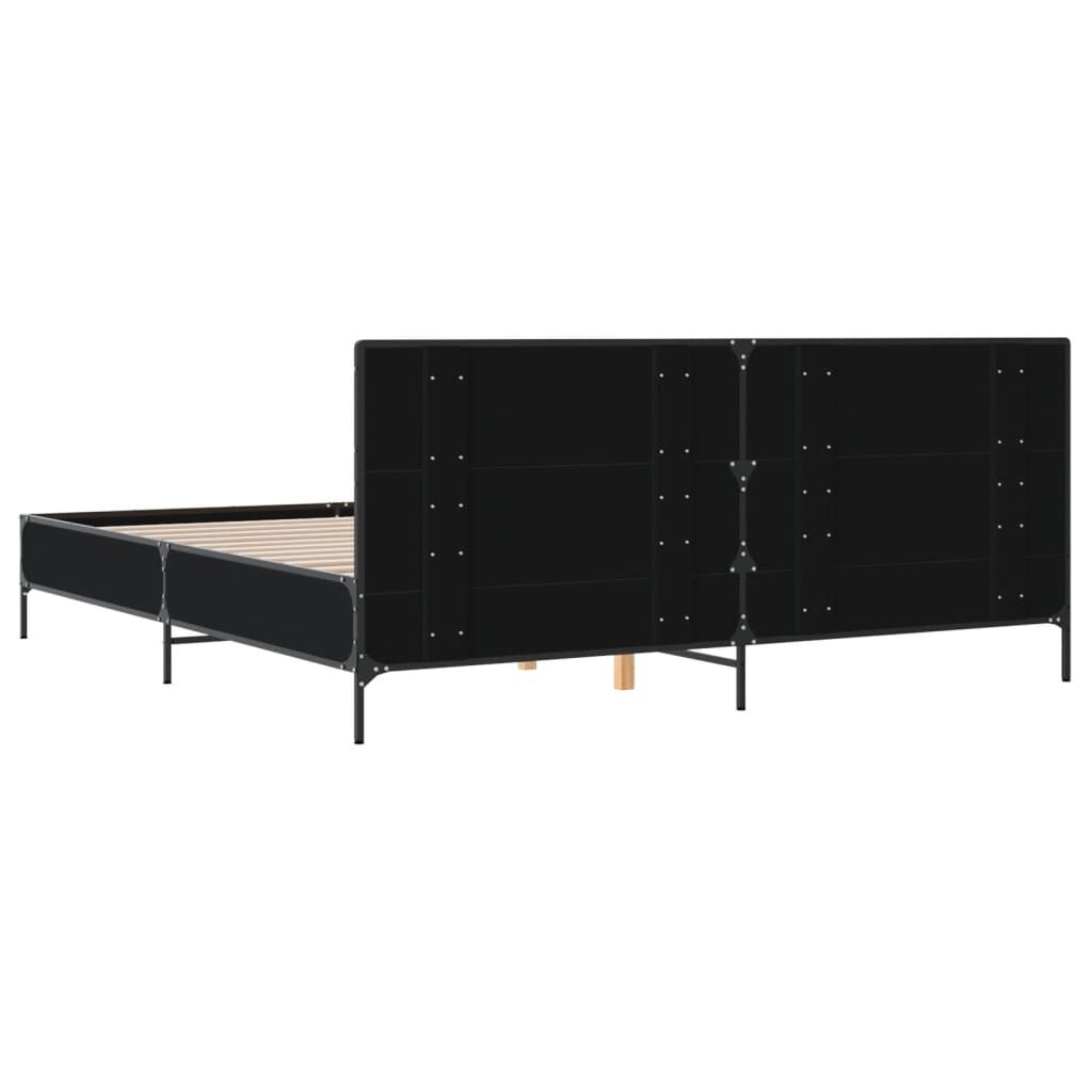 vidaXL Πλαίσιο Κρεβατιού Μαύρο 180 x 200 εκ. Επεξ. Ξύλο & Μέταλλο