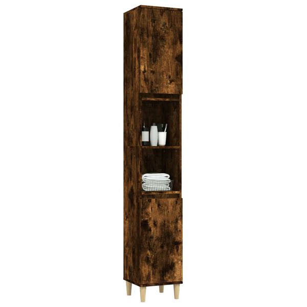 vidaXL Ντουλάπι Μπάνιου Καπνιστή Δρυς 30x30x190 εκ. Επεξεργασμένο Ξύλο