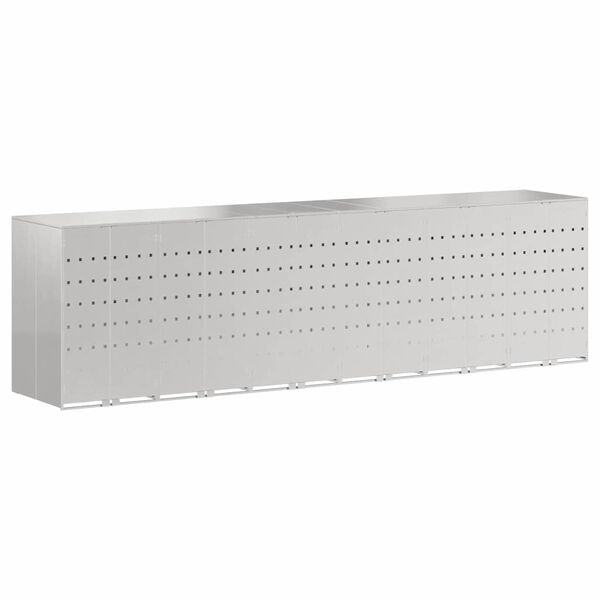 vidaXL Αποθήκη τροχήλατου κάδου για 3 κάδους Ασημί