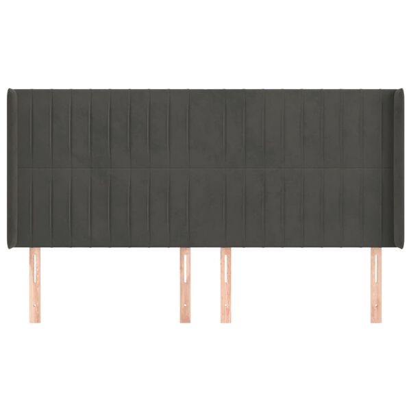 vidaXL Κεφαλάρι με Πτερύγια Σκούρο Γκρι 183x16x118/128 εκ. Βελούδινο