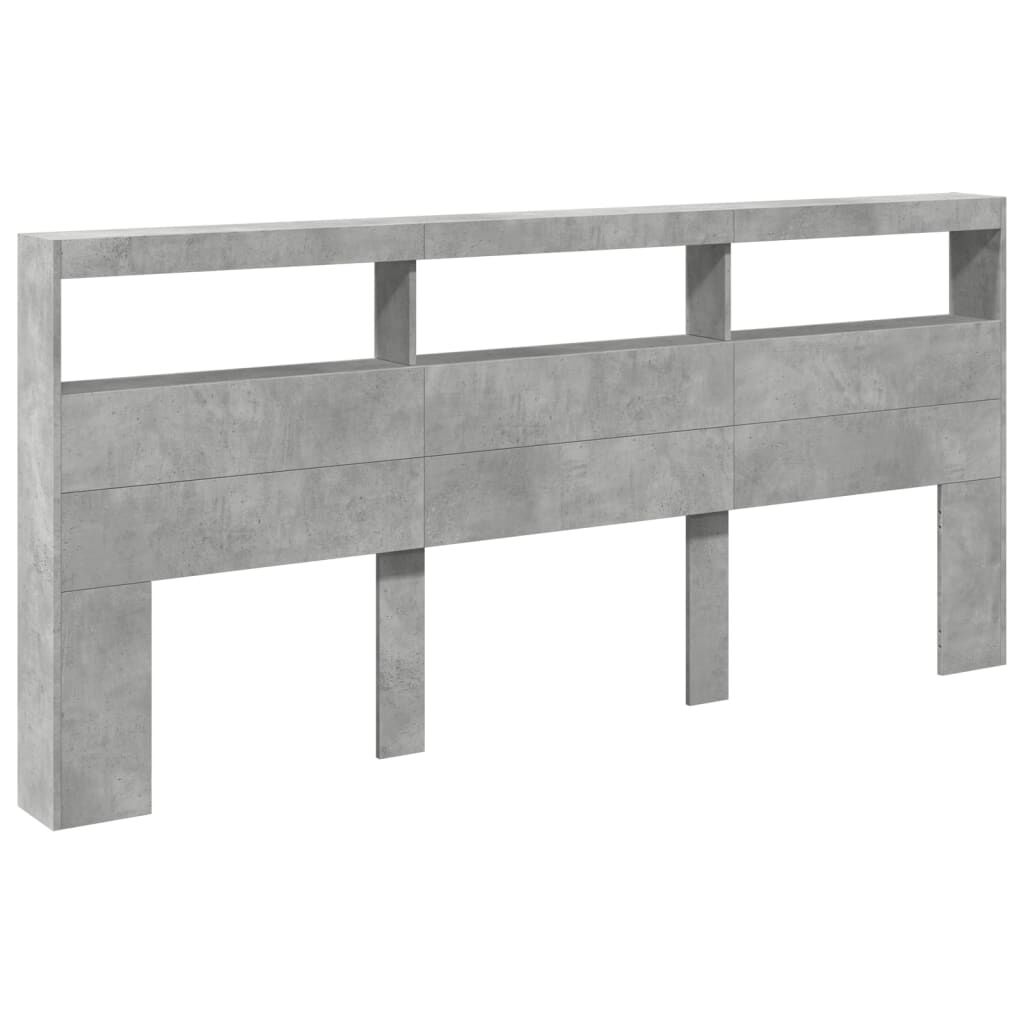 vidaXL Κεφαλάρι με Αποθηκ. Χώρο & LED Γκρι Σκυρ. 220x17x102 εκ.