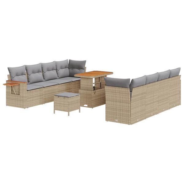 vidaXL Σετ Καναπέ Κήπου 11 pcs μπεζ και ανοιχτό γκρι 90 x 55 x 71 cm