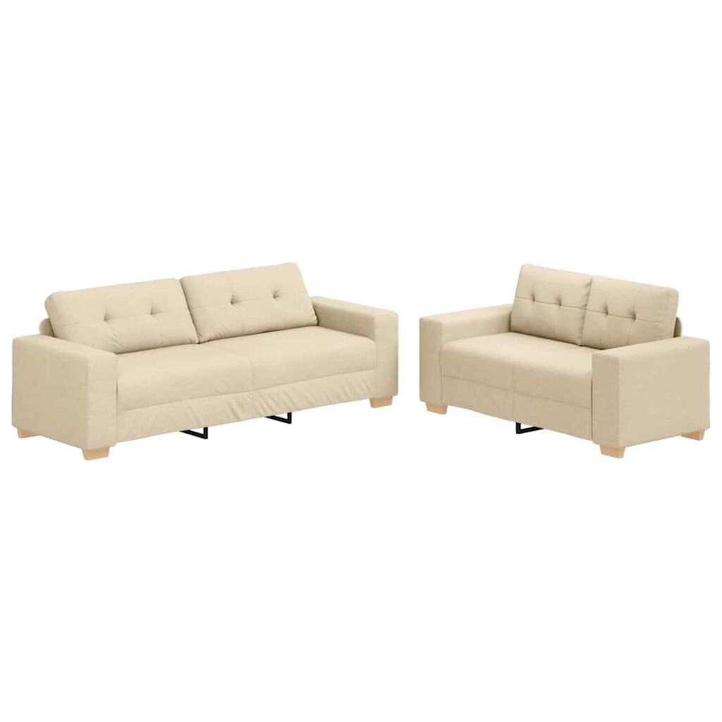 vidaXL Σετ Καναπέ με μαξιλάρι 2 pcs Κρεμ 221 x 78 x 80 εκ Ύφασμα