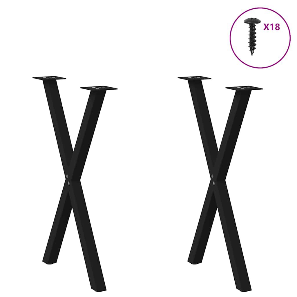 vidaXL Πόδια Τραπεζαρίας σε Σχήμα Χ, 2 τεμ. Μαύρο, Ατσάλι 60x(72-73) εκ.