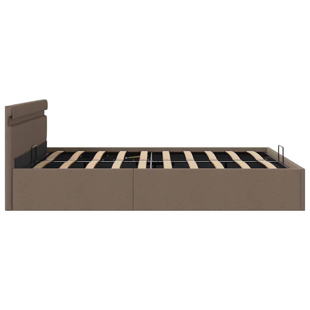 vidaXL Πλαίσιο Κρεβατιού με Αποθ. Χώρο/LED Taupe 160x200 εκ. Ύφασμα