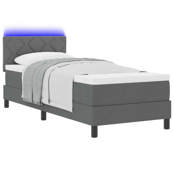 vidaXL Κρεβάτι Μπαορέ με Στρώμα & LED Σκούρο Γκρι 80x200 εκ. Ύφασμα