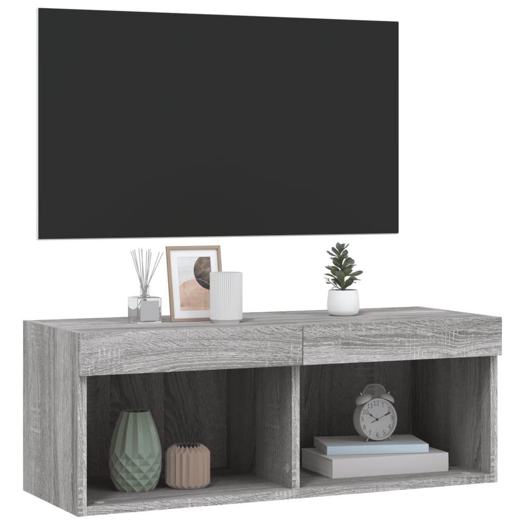 vidaXL Έπιπλο Τηλεόρασης με LED Γκρι Sonoma 80x30x30 εκ.