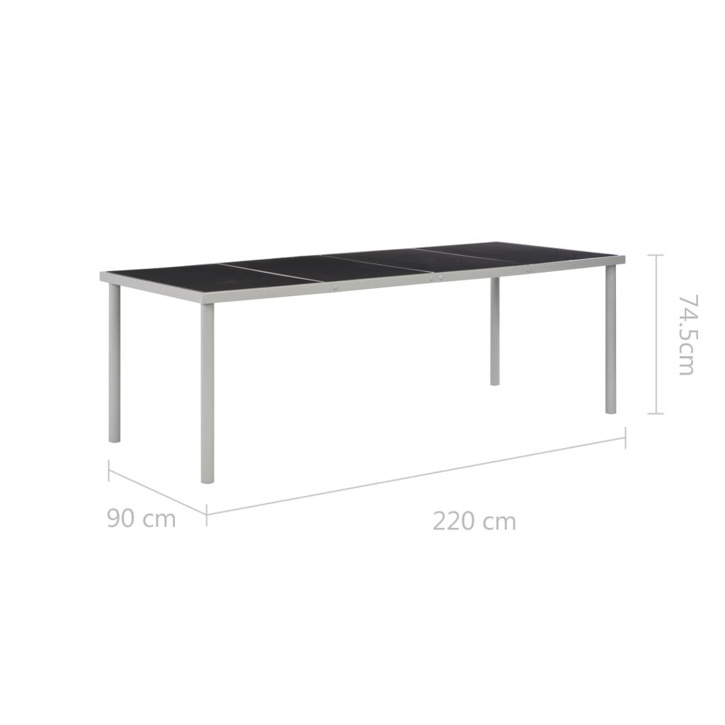 vidaXL Τραπέζι Κήπου Μαύρο 220 x 90 x 74,5 εκ. Ατσάλινο