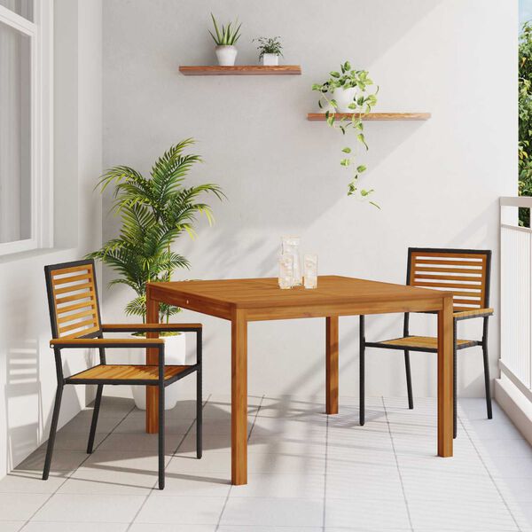 vidaXL Σέτ φαγητού για κήπο 3 pcs Μαύρο Πολυ ράταν