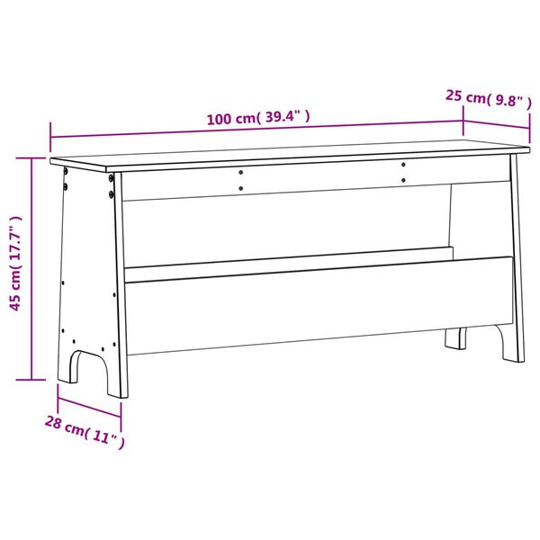 vidaXL Παγκάκι Χολ 100x28x45 εκ. από Μασίφ Ξύλο Πεύκου