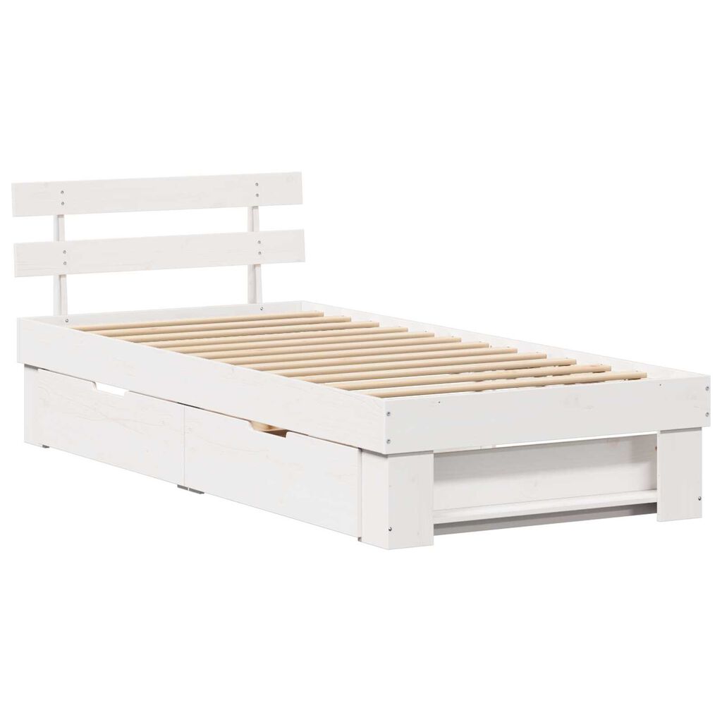 vidaXL Σκελετός Κρεβατιού Λευκό 75 x 190 cm Συμπαγές ξύλο πεύκου