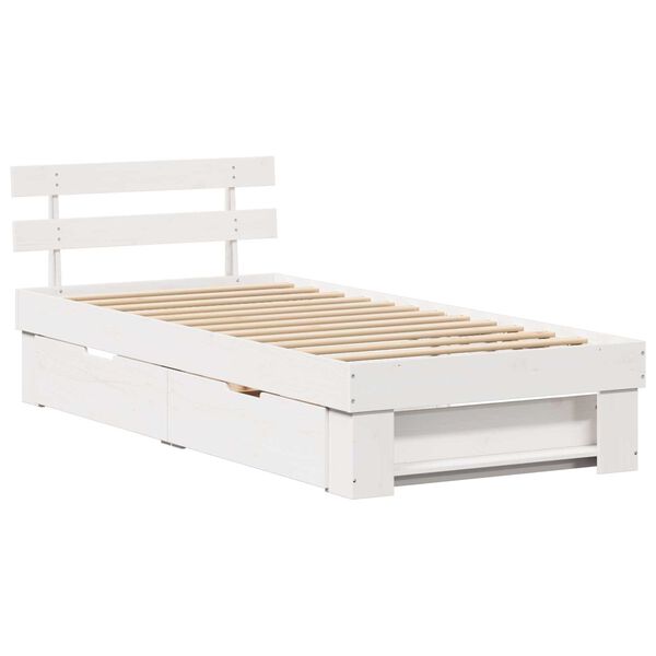 vidaXL Σκελετός Κρεβατιού Λευκό 75 x 190 cm Συμπαγές ξύλο πεύκου