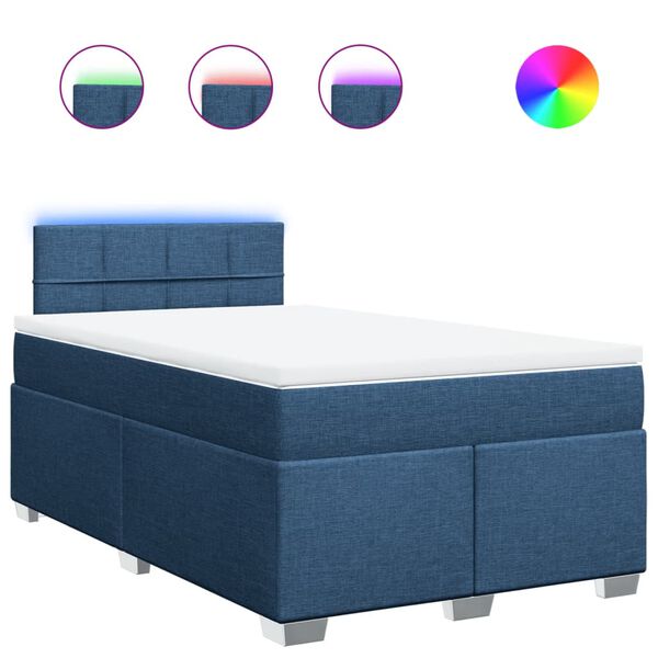 vidaXL Κρεβάτι Boxspring με Στρώμα Μπλε 120x190 εκ. Υφασμάτινο
