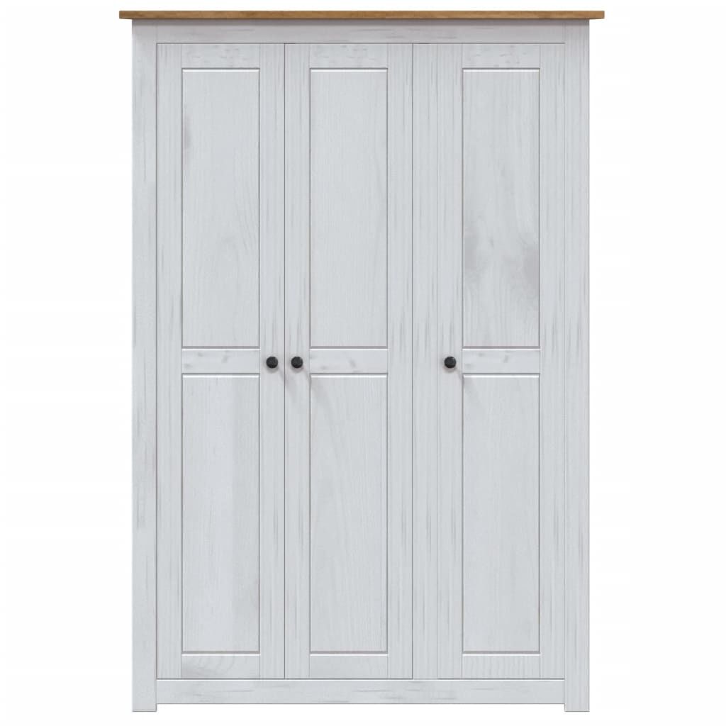 vidaXL Ντουλάπα Τρίφυλλη Λευκή 118x50x171,5εκ Ξύλο Πεύκου Σειρά Panama