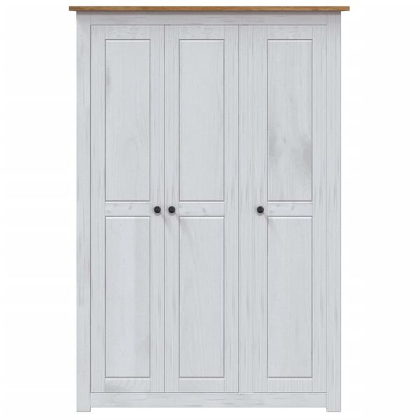 vidaXL Ντουλάπα Τρίφυλλη Λευκή 118x50x171,5εκ Ξύλο Πεύκου Σειρά Panama