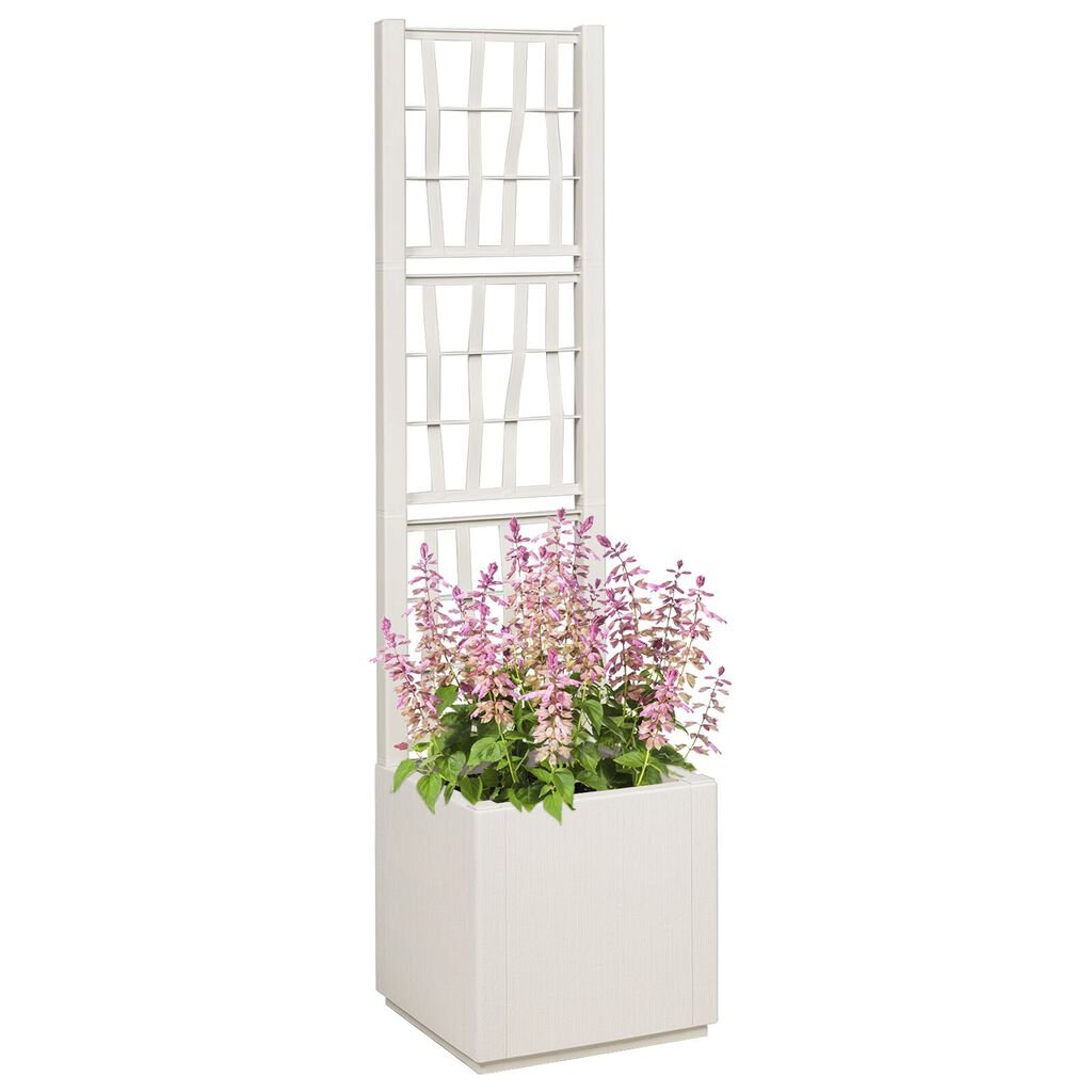 vidaXL Κήπος Γλάστρα με Πλέγμα Λευκό 36x36x140 εκ PP