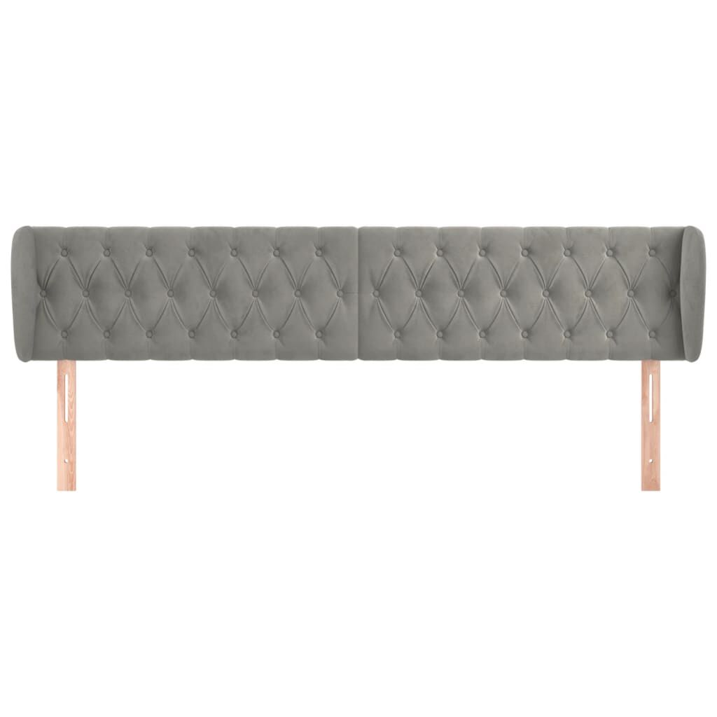vidaXL Κεφαλάρι με Πτερύγια Ανοιχτό Γκρι 203x23x78/88 εκ. Βελούδινο
