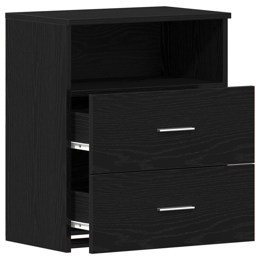 vidaXL Κομοδίνο Μαύρο Δρυς 50x32x60εκ Επεξεργασμένο Ξύλο