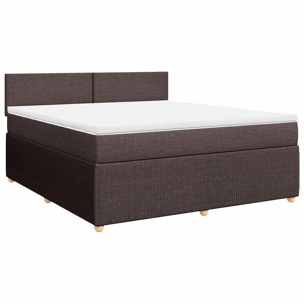 vidaXL Κρεβάτι Boxspring με Στρώμα Σκούρο Καφέ 180x200 εκ Υφασμάτινο