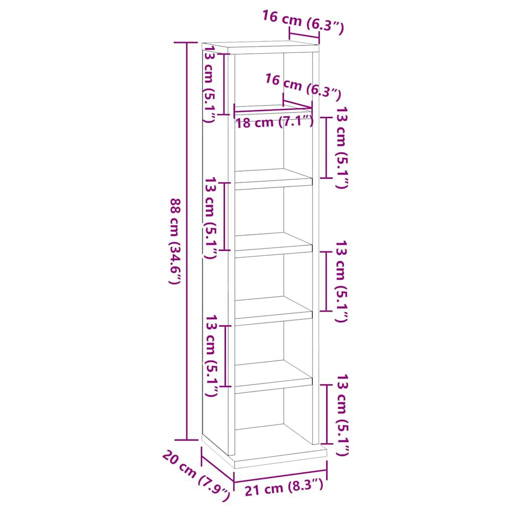 vidaXL Έπιπλο για CD Μαύρο 21 x 20 x 88 εκ. από Επεξεργασμένο Ξύλο