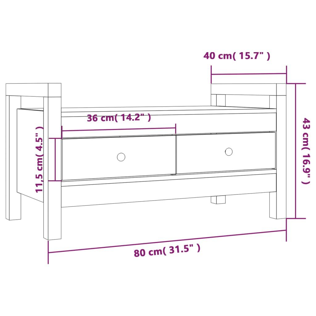 vidaXL Πάγκος Εργασίας Μελί Καφέ 80x40x43 εκ. Μασίφ Ξύλο Πεύκο