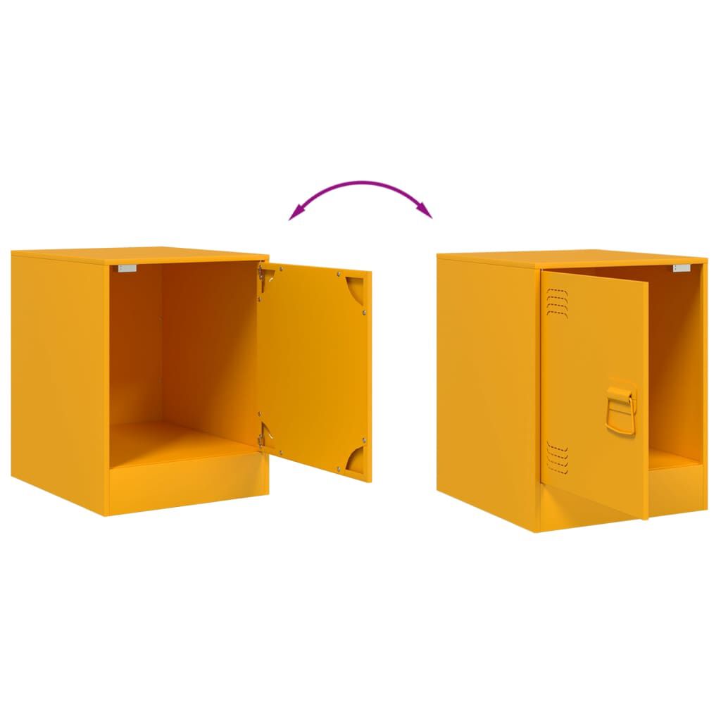 vidaXL Κομοδίνο Μουσταρδί 34,5 x 39 x 44 εκ. από Χάλυβα