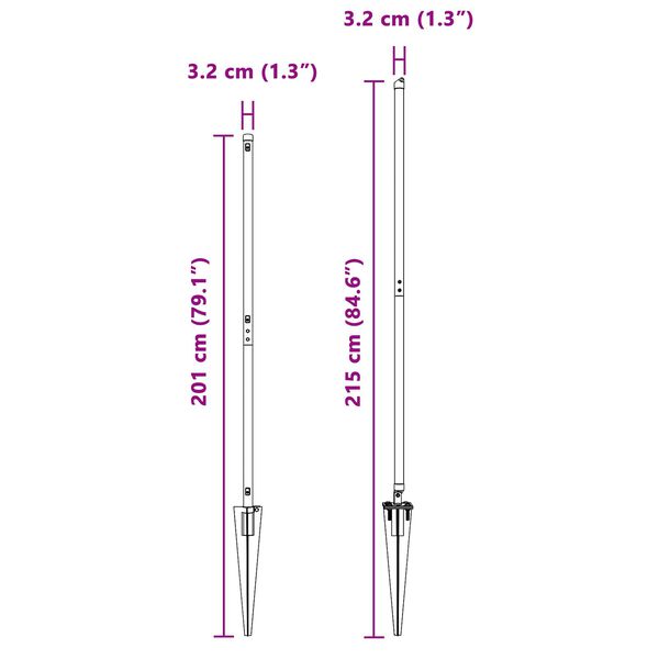 vidaXL Πόρτες με σφήνα 13 τεμάχια Ø32 mm 170 cm Γαλβανισμένο Ατσάλι