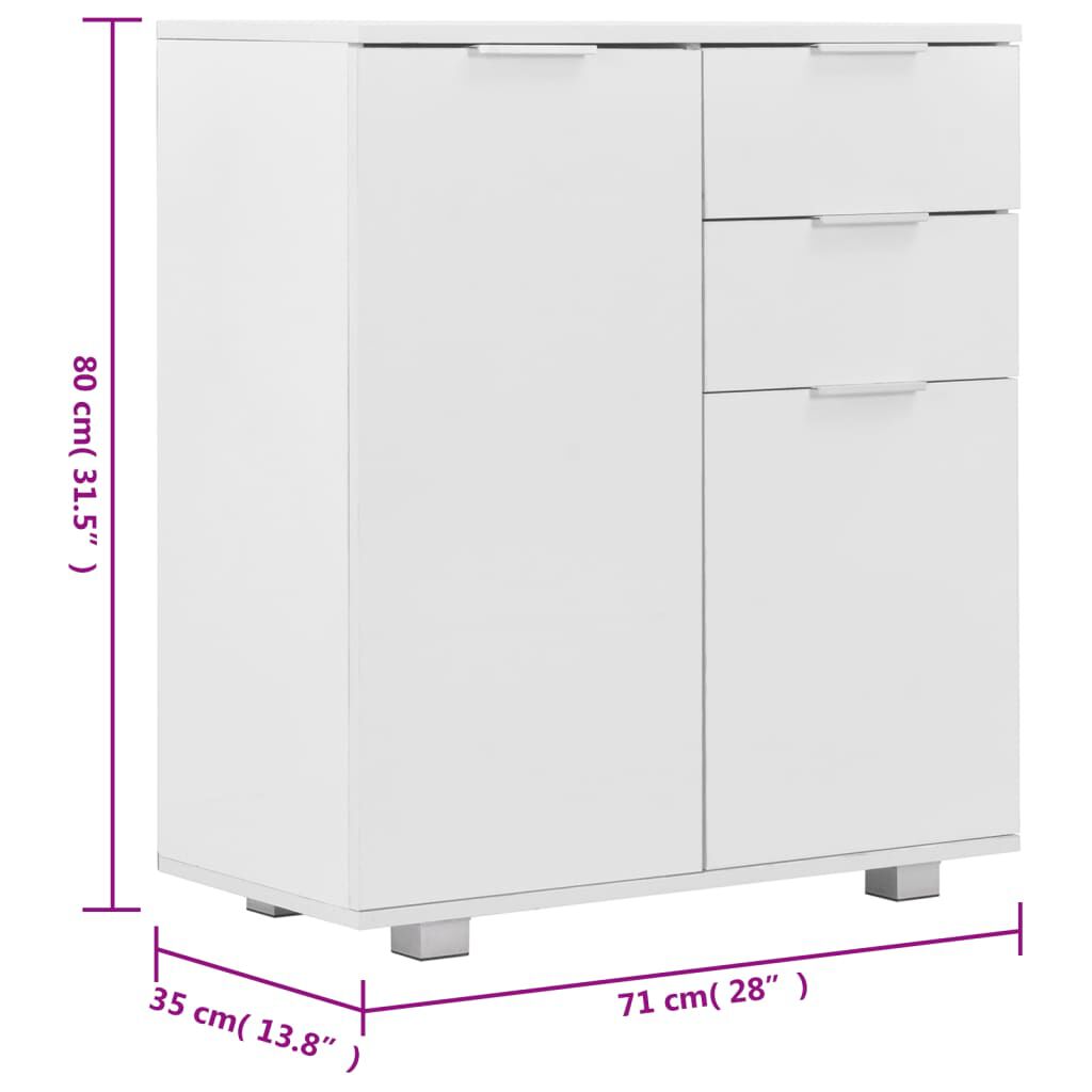 vidaXL Μπουφές Ψηλός Γυαλιστερός Λευκός 71x35x80εκ. Επεξεργασμένο Ξύλο